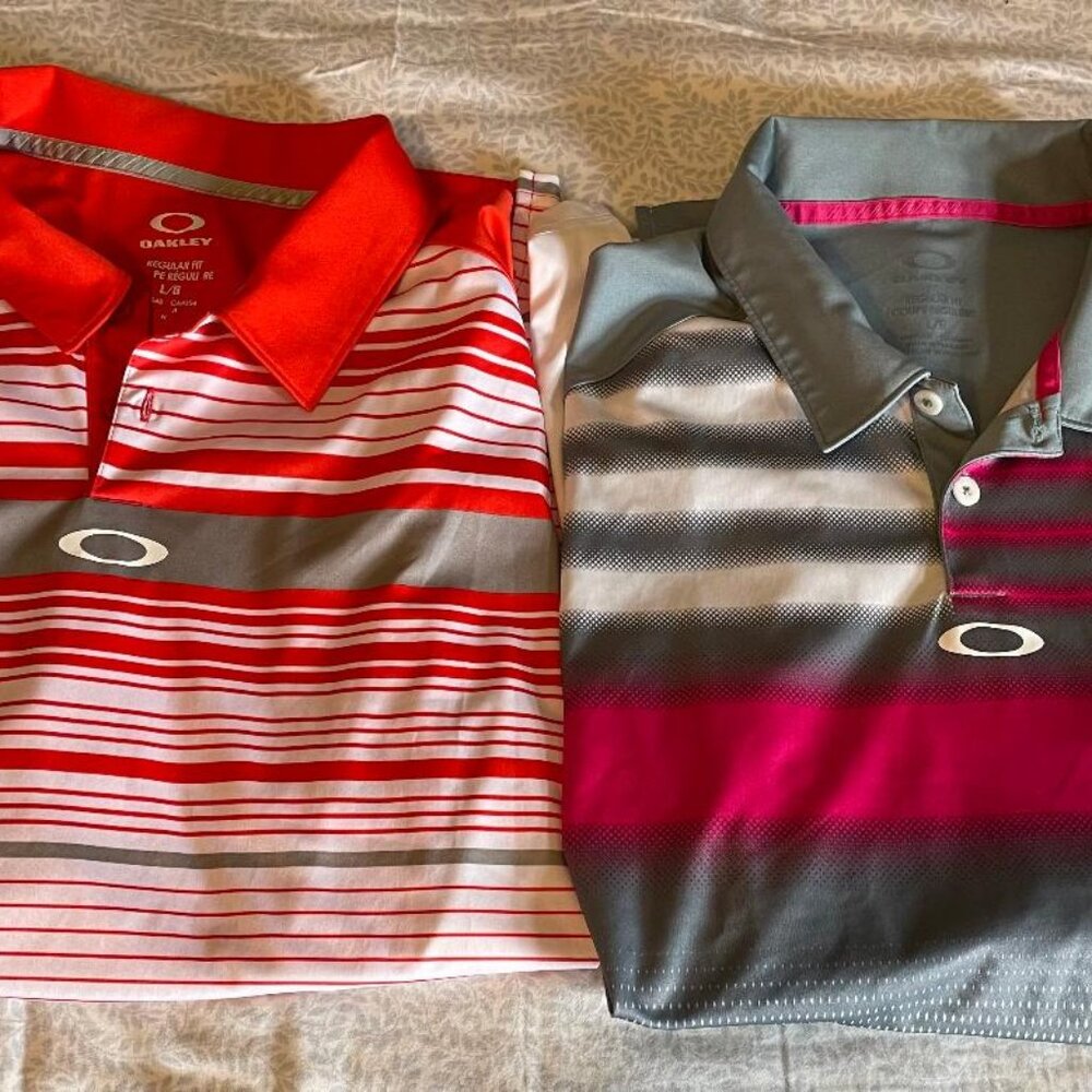 Two (2) Oakley Stripped  Men's Polo shirts.